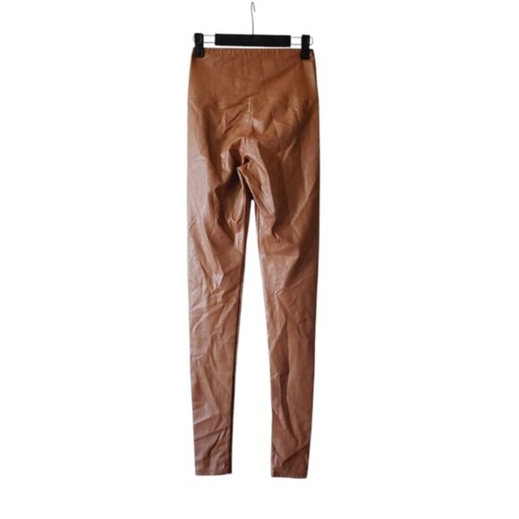 Aritzia Wilfred Free Daria Faux Leather Camel High Rise Leggings S - Picture 3 of 8